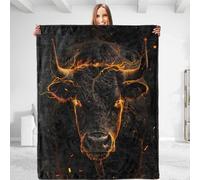 Plaid Vache de Feu - Douce et Moelleuse, légère, Chaude et Anti-Boulochage, en Flanelle, idéale pour la Chambre, Le canapé, Le Bureau, Les Voyages, l'extérieur et la décoration intérieure -