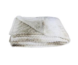 Plaid XXL en polyester 150x200 cm OURAL nid d'abeille dégradé de beige