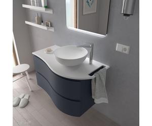 Plan de toilette arrondi gauche avec porte-serviette intégré en Solid Surface- MAM - SALGAR - 85968