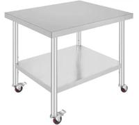 Plan de travail de cuisine réglable - Argent - Acier inoxydable - 95 x 61 cm