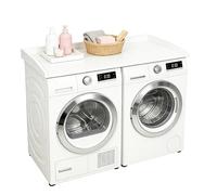 Plan de Travail Machine à Laver et Seche Linge 120 × 60, Plan de Travail Buanderie Bois, Planche Machine a Laver, Washer Dryer Countertop, Imperméable et Montage Rapide, Jusqu'à 50 kg (Blanc)