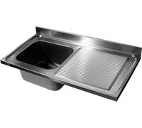 Plan de travail pour évier de cuisine 1600 x 700 mm – double bac à gauche, acier inoxydable