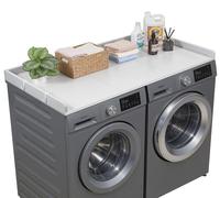 Plan de travail VEVOR pour lave-linge et sèche-linge (137 x 69,9 cm) avec rebord surélevé et crochets, pour l'organisation et le rangement dans l'armoire à linge, le garde-manger ou le comptoir de cui