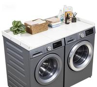 Plan de travail VEVOR pour lave-linge et sèche-linge (137 x 69,9 cm) avec rebord surélevé et crochets, pour le rangement et l'organisation dans l'armoire à linge, le garde-manger ou le comptoir de cui