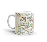 Plan du métro de Lsjuee Paris - France. Tasses à café en céramique de 11 oz avec poignée en forme de C, confortables à tenir. Cadeau de tasses brillantes en céramique de 11 oz pour les amateurs de c