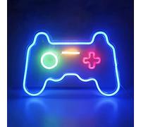 Plan lumineux de jeu - Manette de jeu - Lampes LED - Éclairage de salle de jeux - Décoration murale à suspendre - Pour garçon et chambre à coucher - Décoration de fête de jeu - 16" x 11"