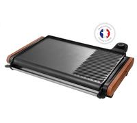 Lagrange Plancha gril électrique Equilibre 229011 2000 W 43x28 cm bac à jus amovible bois foncé