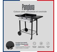 Plancha à gaz 2 feux 5,3kW PAMPLUNA