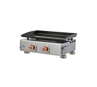 Plancha à gaz Alicia II Inox 2 feux - BRASERO - 2 brûleurs - 52 x 34 cm - Plaque acier émaillée - Jusqu'à 8 convives - 5 kW, Grise