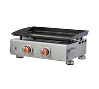 Plancha à gaz Alicia II Inox 2 feux - BRASERO - 2 brûleurs - 52 x 34 cm - Plaque acier émaillée - Jusqu'à 8 convives - 5 kW, Grise