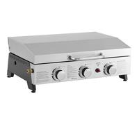 Plancha à gaz avec 3 bruleurs et couvercle en métal ""Fasto"" - 7,5 kw - Gris