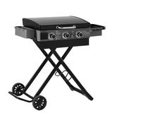 Plancha à gaz avec chariot pliable et portable ""Firo"" - 7,5 kw - Noir
