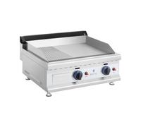 Plancha à gaz double - 60 x 40 cm - Lisse/rainurée - 2 x 3 100 W - Gaz naturel - 20 mbar | Royal Catering