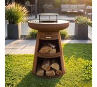Plancha Acier Corten Couleur Rouille Plaque de Cuisson Exterieur Anneau de Barbecue Cheminee de Jardin Rangement du Bois Aspect Luxueux