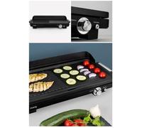 Plancha ARMATURE BOIS 1800W double zones lisse et rainurée avec Revêtement antiadhésif et bac récupérateur de jus.