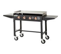 FAVEX BRASERO - Plancha Carmen sur Chariot équipé-Brasero-4 Feux à gaz-Jusqu'à 14 convives-Surface de Cuisson 90X45,5cm-16 KW-Récupérateur de Graisse