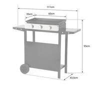 Plancha au gaz MÉRIDA 3 brûleurs + chariot