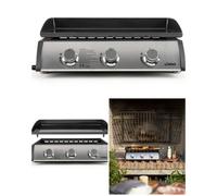 Plancha Barbecue gaz 3 bruleurs en acier émaillée Allumage automatique
