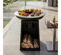 Plancha BBQ - Barbecue extérieur - Cuisine extérieure au feu de bois - Surface de cuisson extra large Ø 67 cm - Plancha au feu de bois - Wok BBQ & Foyer - Comprend un rehausseur de wok & un bac à