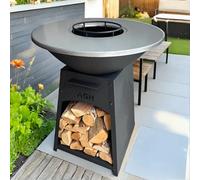 Plancha - BBQ - Grill - Brasero - Plaque de cuisson - Extérieur - Plancha - Anneau de barbecue - ASH NOVA Large - Cheminée de jardin - Barbecue - Rangement du bois - Aspect luxueux - Plaque de cuisson