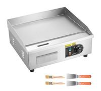 Plancha électrique 2800 W, 45x30 cm, 50-300°C, inox - avec 2 spatules et 2 pinceaux