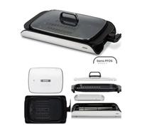 Plancha Electrique Grill 2000w Avec Couvercle 40 X 30 Cm Plaque En Fonte D'aluminium