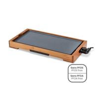 Plancha électrique - LIVOO - design bambou - 2200W - double zones lisse & rainurée - revêtement céramique antiadhésif