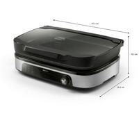 Plancha électrique PHILIPS HD6212/90 couvercle verre à poser, 50x25 cm