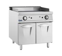 Plancha gaz - 12 kW - rainurée - 50 - 300 °C - Propane / LPG / gaz naturel - Armoire intégrée - Royal Catering