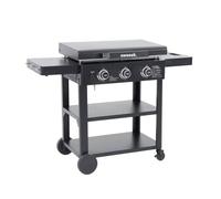 sweeek - Plancha gaz 3 brûleurs Acier Inoxydable 12kW avec Chariot Noir - Raoul