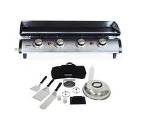 Plancha gaz 4 brûleurs inox 10kW avec ustensiles PORTHOS 4 BRÛLEURS