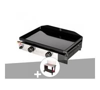 Plancha gaz à poser 2 brûleurs Solia 200 - Somagic + Chariot plancha en métal Salvia