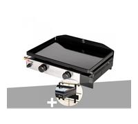 Plancha gaz à poser 2 brûleurs solia 200 - somagic + support balcon
