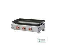 Plancha gaz Alicia II Inox 3 Feux - - 3 brûleurs - Plaque acier émaillée 67 x 34 cm - Jusqu'à 10 convives - 7,5 kW, Gris