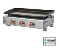Plancha gaz Alicia II Inox 3 Feux - BRASERO - 3 brûleurs - Plaque acier émaillée 67 x 34 cm - Jusqu'à 10 convives - 7,5 kW, Gris Gris G