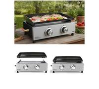 Plancha gaz Barbecue INOX 2 brûleurs acier émaillée 45,5 x 35 cm