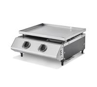 Plancha gaz Cadix Inox - COOKING BOX BY FAVEX - 2 brûleurs 6,3 kW - Plaque inox - Jusqu'à 6 convives - Compact - Argent