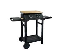 Plancha gaz - COOK IN GARDEN - DUNE 60 SC - 2 brûleurs 4 kW - plaque fonte 56 5×36 5 cm - chariot acier et bambou