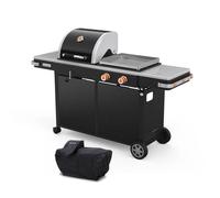 Plancha gaz et barbecue charbon Bi-Energy L - BRASERO BY FAVEX - 2 x 3,6 kW - Plaque inox - 10 à 12 convives - Housse incluse
