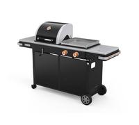 BRASERO BY FAVEX - Bi-Energy L - Plancha gaz et barbecue charbon - 2 x 3,6 kW - plaque inox 49 x 42 cm - grille 48 x 42 cm - réglage charbon par manivelle - 10 à 12 convives
