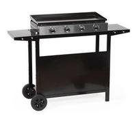 Plancha gaz MERIDA - 4 feux - Sur chariot - Acier émaillé - 75 x 35 cm - Noir G