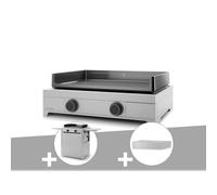 Plancha gaz modern 60 inox avec chariot et couvercle - forge adour