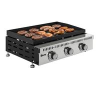 Plancha gaz - Outsunny - 3 brûleurs en acier inoxydable 9kW - surface cuisson 56,5 x 33 cm - noir
