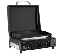 Royal Gourmet Barbecue à Gaz avec 3 brûleurs de 2,5 kW, Plancha à Gaz Exterieur avec Plaque de Cuisson Émaillée, Plancha Camping Gaz BBQ Gaz Portable avec Pieds Réglables pour Terrasse et Jardin