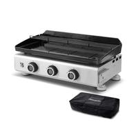 Plancha gaz Silvia IIG Evo 3 feux - BRASERO BY FAVEX - Plaque fonte émaillée 6 mm - 7,95 kW - 67 x 34 cm - 8 à 10 convives - Housse