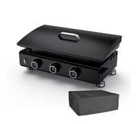BRASERO BY FAVEX - Plancha gaz 3 brûleurs Silvia IIG Evo - 7,95 kW - Plaque acier revêtement céramique 5 mm 67x34 cm - Stable Flame chaleur homogène - 10 convives - Capot de protection, Housse inclus