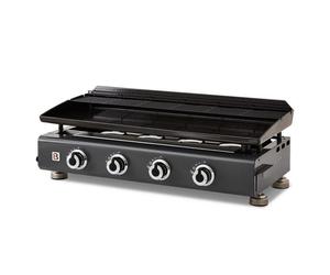 Plancha gaz Silvia IIG Gun Metal 4 feux - BRASERO BY FAVEX - 10 kW - Plaque acier émaillé - Surface 84 x 34 cm - Jusqu'à 12 convives