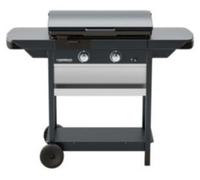 Campingaz Plancha gaz EX Plus - 2 brûleurs, noir, sur chariot, 66x42 cm + housse
