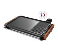 Lagrange Plancha gril électrique Equilibre 229011 2000 W 43x28 cm bac à jus amovible bois foncé