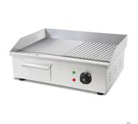 Plancha Professionnelle - VERTES - 3000W - Inox - Surface de Gril Lisse & Rainurée 55x35cm - Thermostat - Température 50-300°C